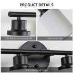 39 Modern 6-Light Vanity Bathroom Mirror Light, Frosted White Glass With Black Iron Frame, Contemporary Wall Sconce For Bedroom, Bathroom, And Dressing Room No Bulbs