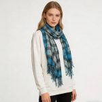 2pcs Extra Long Scarf,Turquoise Jacquard Crinkle Scarf,Cool Tone Jacquard Pattern On Crinkle Base,Versatile Everyday Scarf ,Pairs With All Casual Outfits,Office Appropriate Subtlety For Women Men