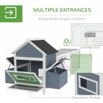 156 Extra Large Wooden Chicken Coop With 2 Nesting Box, Run Cage, Waterproof Wave Roof, For 10-15 Chickens, Light Gray