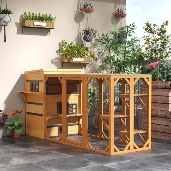 3-Tier Kitty Shelter With 5 Escape Doors, Weather Resistant, Yellow & Black