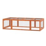 PawHut Large Wooden Rabbit Hutch Small Animal Habitat Enclosure Outdoor Run And Lockable Doors - Natural