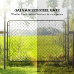 Garden Gate Chain Link Fence Gate, Galvanized Steel Garden Door For Yard Entrance Way, 47.2 X 70.9 In., Black