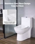 One-Piece Toilet, Elongated Toilet Vortex Dual-Flush 1.1/1.6 GPF, Toilets For Bathroom With Comfortable Chair Seat, 12 Inch Rough-In, Black + White, Easy-Clean Skirted Design, Standard Height