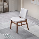 Gusto Mid-Century Modern Fabric Dining Chair   Set Of 2   In Light Gray With Solid Wood Frame 22.4  W X 18.1  D X 31.1  H For Living Room Bedroom Outdoor