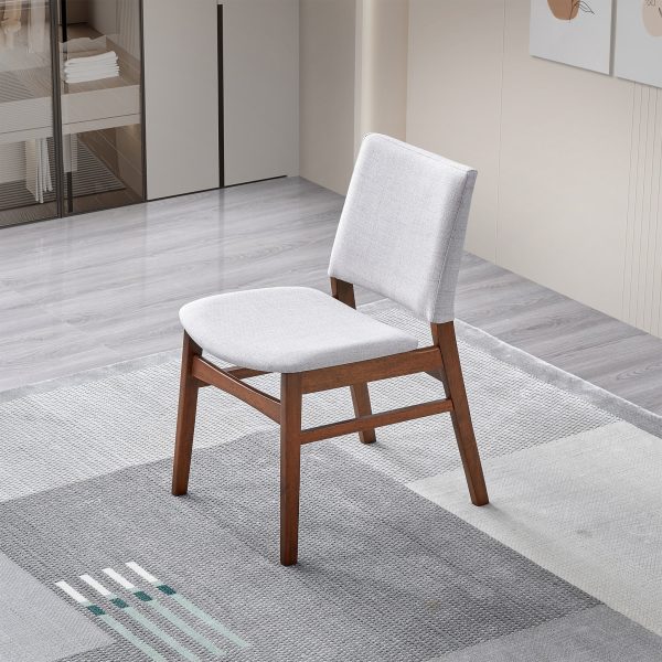 Gusto Mid-Century Modern Fabric Dining Chair   Set Of 2   In Light Gray With Solid Wood Frame 22.4  W X 18.1  D X 31.1  H For Living Room Bedroom Outdoor