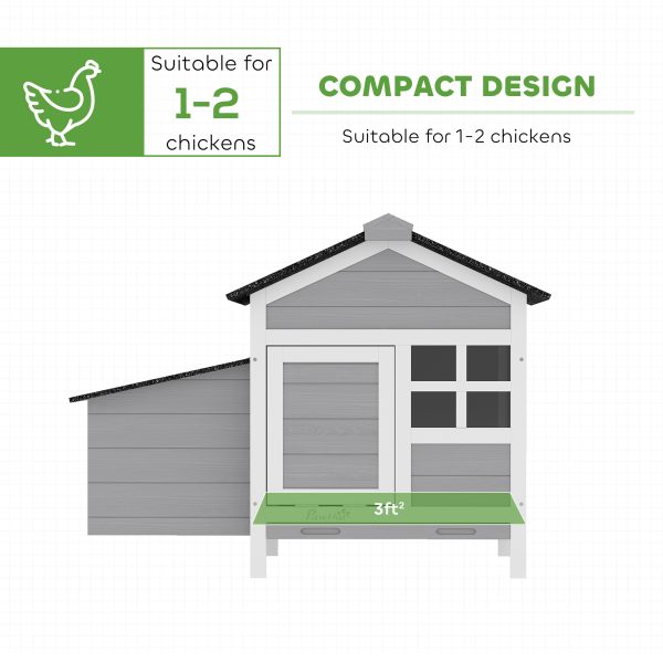Wooden Chicken Coop Outdoor with Nesting Box, Pull-Out Metal Tray, for 1-2 Chickens, Rabbits, Ducks, 36" x 25" x 27"