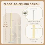 4-Tier Floor To Ceiling Cat Tree Height Adjustable 87 -103 Inch