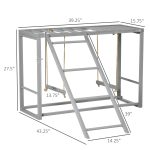 Chicken Activity Play with Swing Set for 3–4 Birds, Wooden Chicken Coop Accessory with Multiple Perches & Hen Ladder, Gray