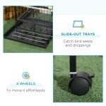 2 In 1 Bird Cage Aviary Parakeet House For Finches, Budgies With Wheels, Black