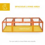 PawHut Large Wooden Rabbit Hutch Small Animal Habitat Enclosure Outdoor Run And Lockable Doors - Natural