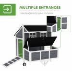 43" Chicken Coop with Wheels, Chicken Tractor with Nesting Box, Windows, Pull-out Tray, Perches, for 2-4 Hens, Gray