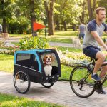 Dog Bike Trailer, Pet Cart Bicycle Carrier with 20" Air Tires, Quick-Release Wheels, Reflectors, Flag