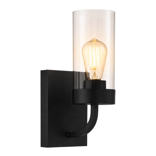 Zephyr Single Light Sconce With Clear Glass Metal Black Finish