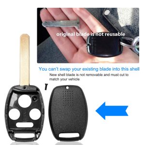 2Pcs Keyless Entry Remote Shell Case Fit For Accord 2008-2012 Car Key Fob Pad Replacement N5F-S0084A N5F-A05TAA With Uncut Blade