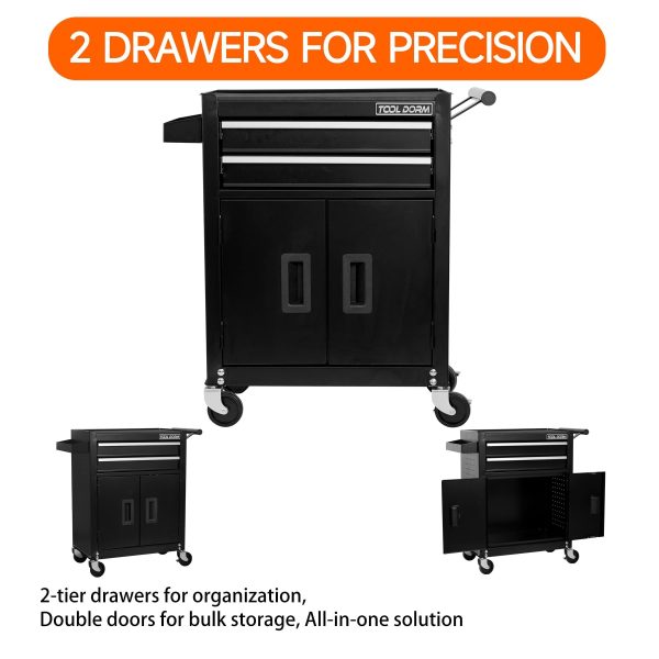 Only For Shipping On Waybill Double-door Cabinet With Two Drawers Tool Cart TT202BK