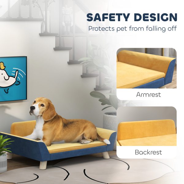 Dog Sofa Bed for Small Dogs with Soft Cushion, Washable Cover & Non-Slip Foot Pads, Orange