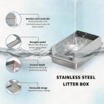 Stainless Steel Cat Litter Box, Large Open Top Litter Box With Anti Splash High Sides, Anti Tracking Pedal, Easy To Clean, Non Stick, Odor Resistant For Big Cats, Multi Cat Homes
