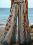 Bohemian Style Casual Printed Wide-leg Pants For Women