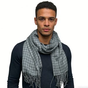 2pcs Deep Fringe Adds Movement Grey Acrylic Scarf With Fringe ,Luxe Look For Evening Wear,Scarf,vacation,daily Life,evening Party,Office Appropriate Subtlety For Women Men