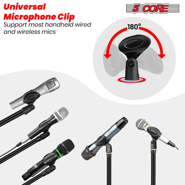 5 Core Tripod Mic Stand Floor Adjustable 18 To 72 Inches Sturdy Boom Arm Holder Microphone Stands Pedestal Para Microfono For Singing MS 080