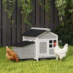Wooden Chicken Coop Outdoor with Nesting Box, Pull-Out Metal Tray, for 1-2 Chickens, Rabbits, Ducks, 36" x 25" x 27"