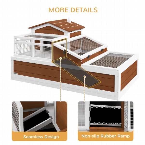 3-Room Tortoise Habitat House w/ Balcony & 2 Stories, 44" x 25.5" x 25", Coffee