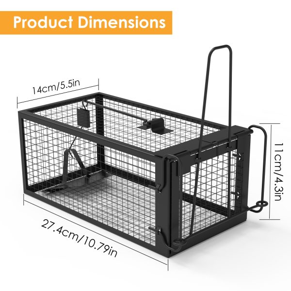 2 Pack Rat Trap Cage Humane Live Rodent Trap Cage Galvanized Iron Mice Mouse Control Bait Catch With Detachable U Shaped Rod