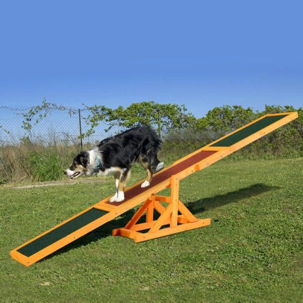 PawHut Wooden Dog Agility Seesaw For Balance Training And Exercise, Platform Equipment Run Game Toy, Weather Resistant Pet Supplies, For Outdoor Backyard