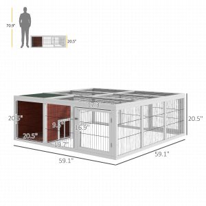 59" Wooden Outdoor Rabbit Hutch Playpen Tortoise House Habitat with Run and Enclosed Cover