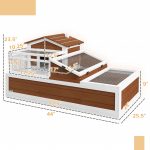 3-Room Tortoise Habitat House w/ Balcony & 2 Stories, 44" x 25.5" x 25", Coffee