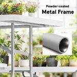 6FT 3 PCS Portable Camping Table and Chairs, Folding Picnic Table Bench Set with Carrying Handles for BBQ, Party, White