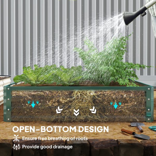 Galvanized Raised Garden Bed, 4 x 4 x 1 Metal Planter Box, for Growing Vegetables, Flowers, Herbs, Succulents, Green