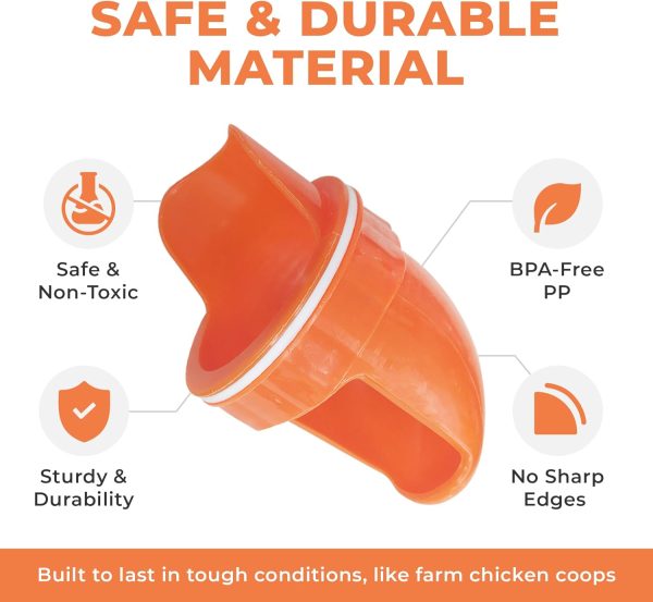 Durable Chicken Feeder Rain Proof Poultry Feeder Port Gravity Feed Kit For Buckets, Barrels, Bins, Troughs, Easy Clean - 6 Pack With Hole Saw For Easy Installation