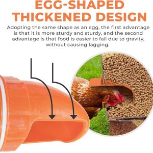 Durable Chicken Feeder Rain Proof Poultry Feeder Port Gravity Feed Kit For Buckets, Barrels, Bins, Troughs, Easy Clean - 6 Pack With Hole Saw For Easy Installation