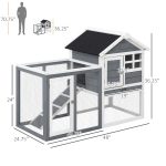 Indoor Rabbit Enclosure, 48" Weatherproof Wooden Rabbit Hutch, with Slanted Asphalt Roof & Fun Outdoor Run for Bunnies & Ferrets - Gray