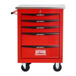 5 Drawers Multifunctional Tool Cart With Wheels,Metal Rolling Tool Cart Storage For Garage Workshop Warehouse Repair Shop--With Stainless Steel Roof--Red  Black
