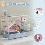Cage, 3-Tier Small Animal Cage With Exercise Wheel, Food Bowl, Water Bottle, House, Tunnels, Ramps