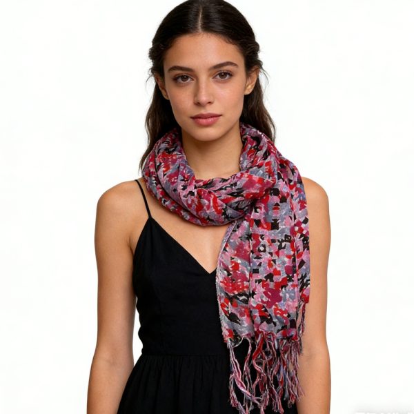 2pcs  Flowy Long Red Scarf,Bold Red Floral Print Energizes,Perfect Wedding Guest Accessory,vacation,daily Life,evening Party,Office Appropriate Subtlety For Women Men,for Casual Outfits