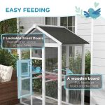 PawHut 64.5 Wooden Bird Cage Aviary, Flight Cage With 4 Perches, Nest And Slide-Out Tray For Indoor Outdoor, GrayMultiple Packages
