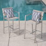 29.50  Barstools With Silver Rust Proof Aluminum Frame, Grey Mesh, Set Of 2
