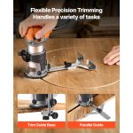 Wood Router, 1 H P 710W, Variable Speed Palm Router Tool With 1 4 In Collet, Compact Edge Wood Trimmer With Fixed, Plunge & Tilt Base, Soft Start, For Woodworking, Trimming, DIY Projects, Corded