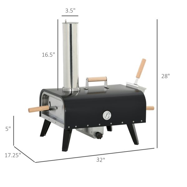 Pellet Wood Fired Pizza Oven, Outdoor Pizza Maker with 12" Rotating Stone, Peel and Waterproof Cover