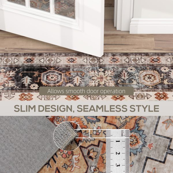 Area Rug 5x7, Machine Washable Rug, Non-Slip Boho Print Pattern Medallion Carpet for Living Room, Bedroom, Tawny Brown