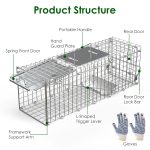 2Pcs 24X7.48X8.27IN Folding Humane Live Animal Trap Cages Easy To Catch And Release Foldable Cat Trap Galvanized Steel For Small Cats Squirrels Rabbits Hedgehog Chipmunk