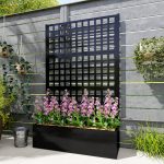Galvanized Raised Garden Bed Planter Box with Trellis for Climbing Plants, Vegetable, Vines, 43" x 16" x 70", Black