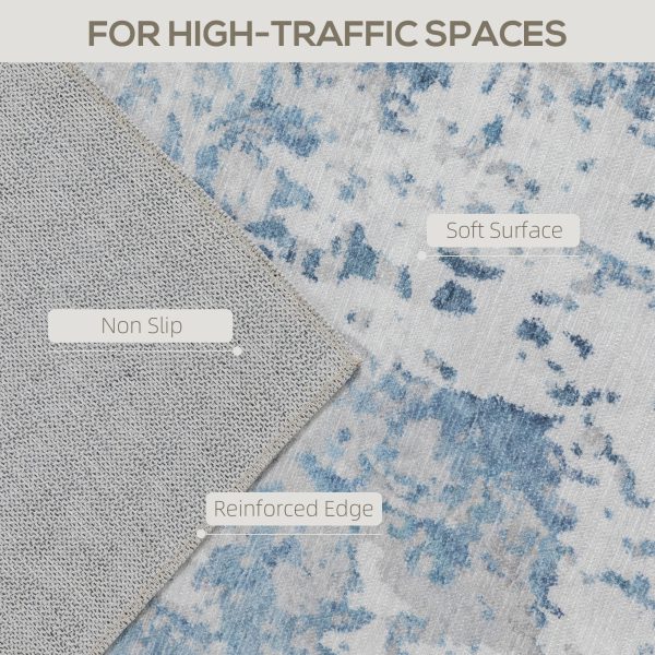 Area Rug 8x10, Machine Washable Rug, Non-Slip Modern Abstract Floor Carpet For Living Room, Bedroom, Dining Room, Blue
