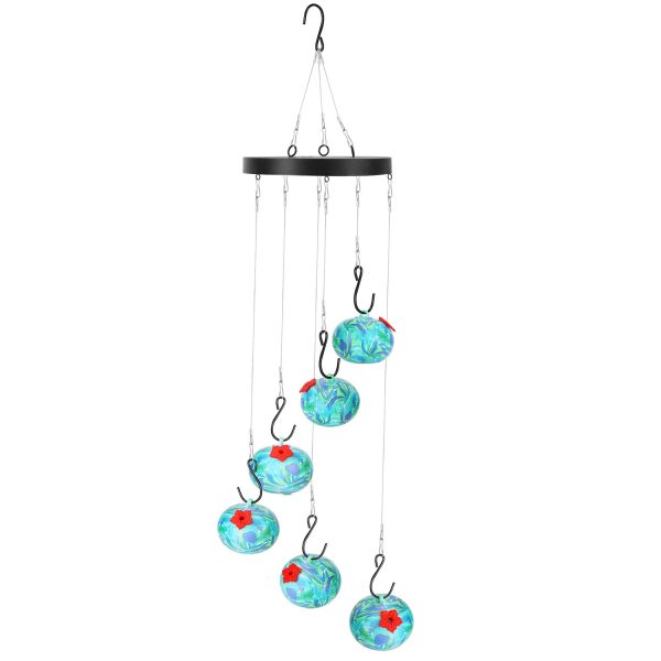 1Pc Wind Chimes Humming Bird Feeder Ant And Bee Proof Outdoor Hanging Hummingbird Feeder For Viewing Decoration For Garden Patio Yard Balcony