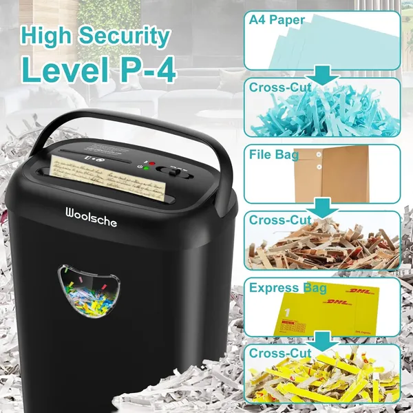 Paper Shredder, 14 Sheet Cross Cut, 6.6 Gallon Basket, P-4 Security Level, 3 Mode Design - Jam Proof Heavy Duty Shredder For Home And Office