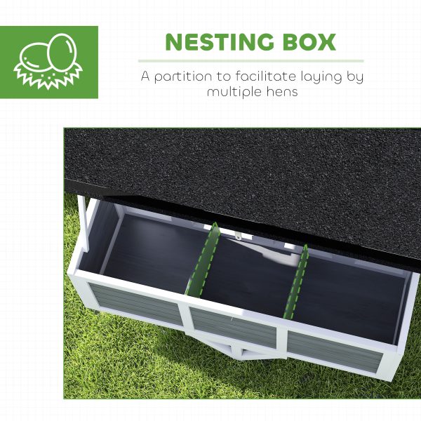 43" Chicken Coop with Wheels, Chicken Tractor with Nesting Box, Windows, Pull-out Tray, Perches, for 2-4 Hens, Gray