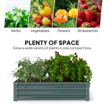 Galvanized Raised Garden Bed, 4 x 4 x 1 Metal Planter Box, for Growing Vegetables, Flowers, Herbs, Succulents, Green